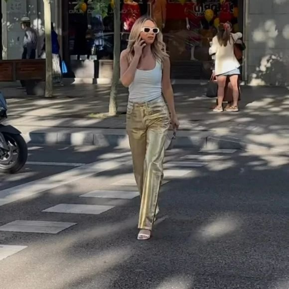 ZARA METALLIC GOLD JEANS - Picture 9 of 10